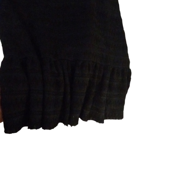 Free People Cozy Day Knit Black Flounce Cap Slve. Ruffle Hem BoHo Mini Dress  S - Picture 5 of 13